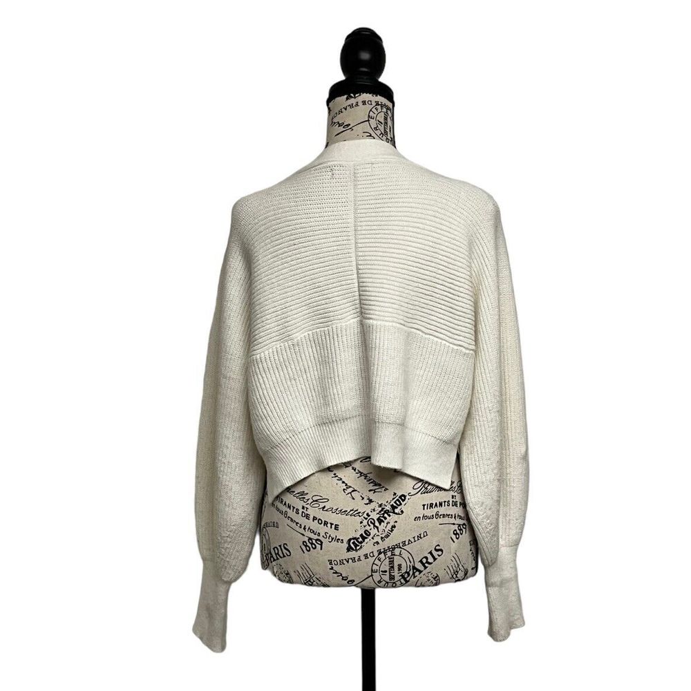 LULUS Cardigan Sweater Top Cuddly Moments Ivory Ribbed Balloon Sleeve Size M - Picture 5 of 10